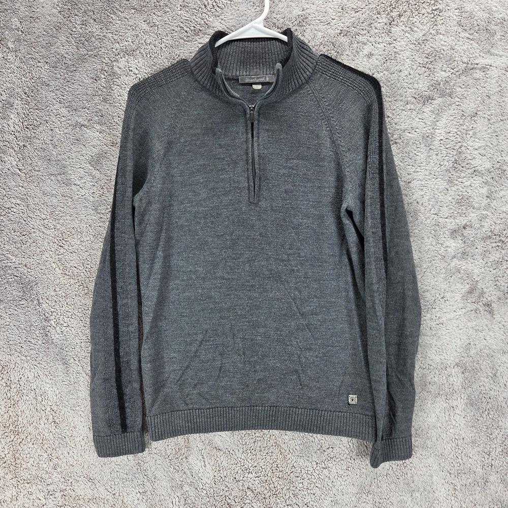 SmartWool Sweater Mens Small Gray Merino Wool 1/4 Zip Mock Neck Knit Pullover